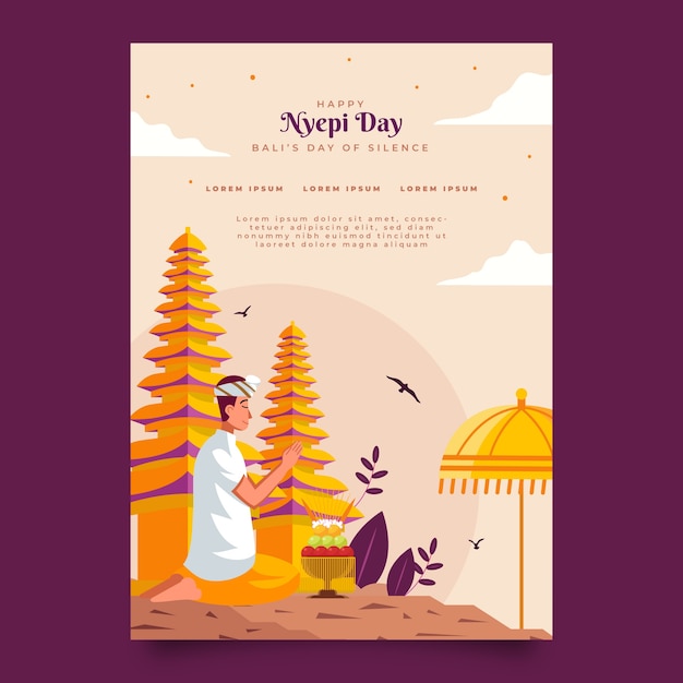 Free Vector flat nyepi vertical poster template