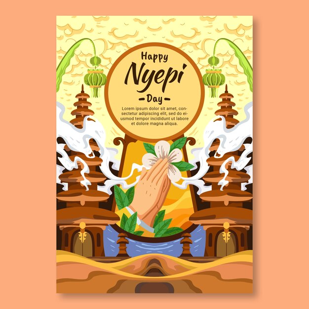 Flat nyepi vertical poster template