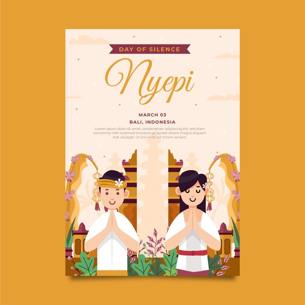 Flat nyepi vertical poster template