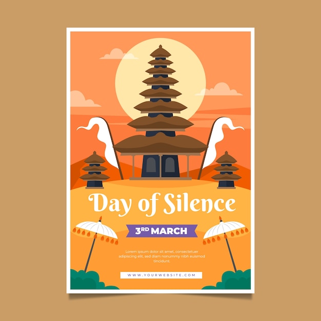 Flat nyepi vertical poster template