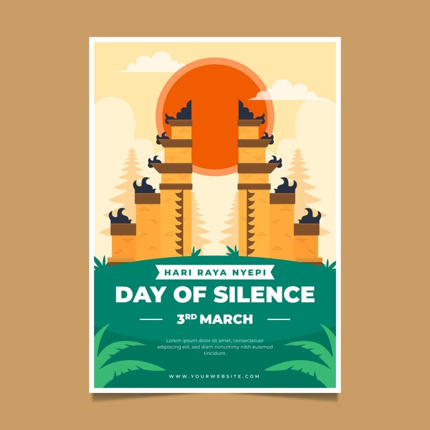 Flat nyepi vertical poster template