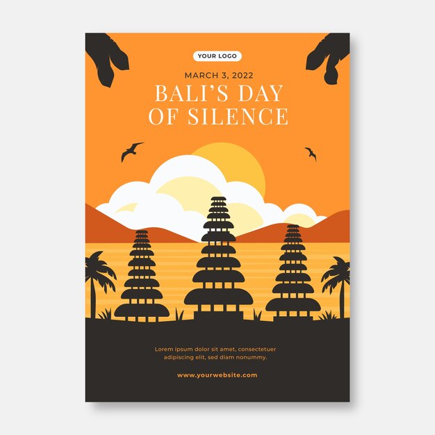 Flat nyepi vertical poster template