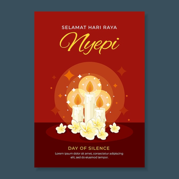 Flat nyepi vertical poster template