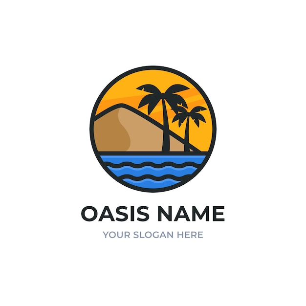 Flat oasis logo template