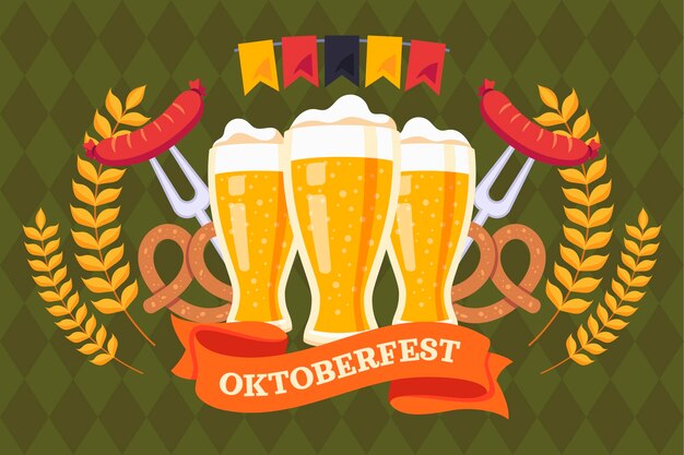 Flat oktoberfest background