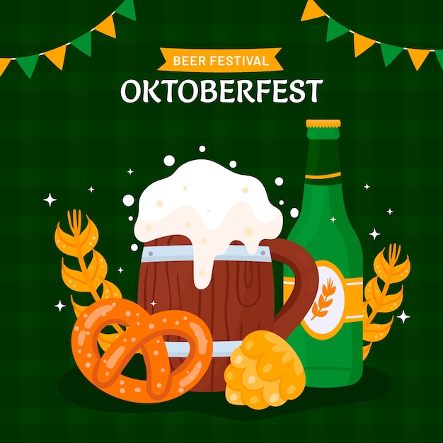 Flat oktoberfest celebration illustration