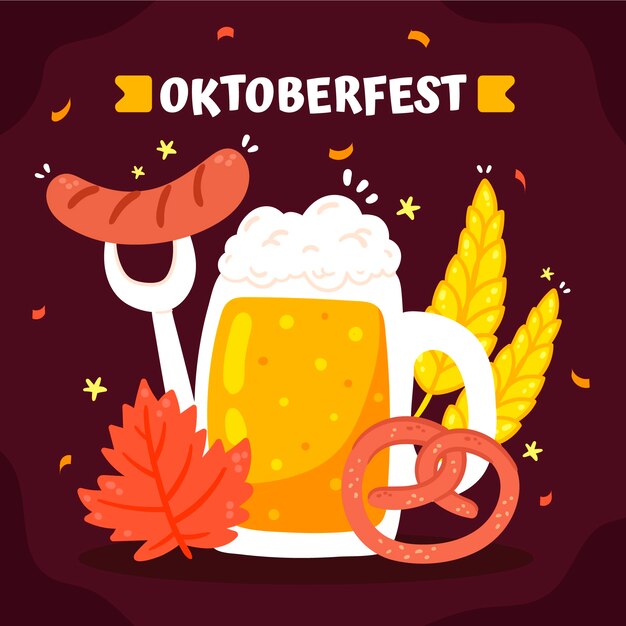 Flat oktoberfest celebration illustration