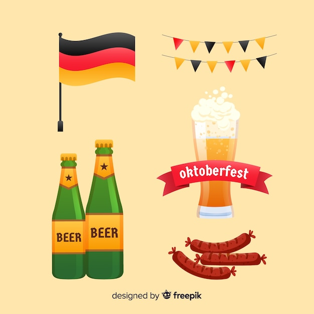 Flat oktoberfest element collection