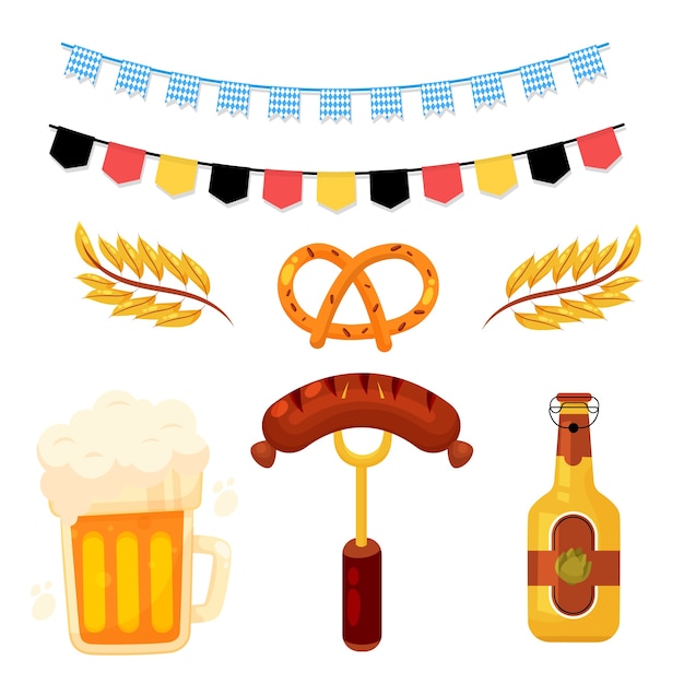 Flat oktoberfest elements collection