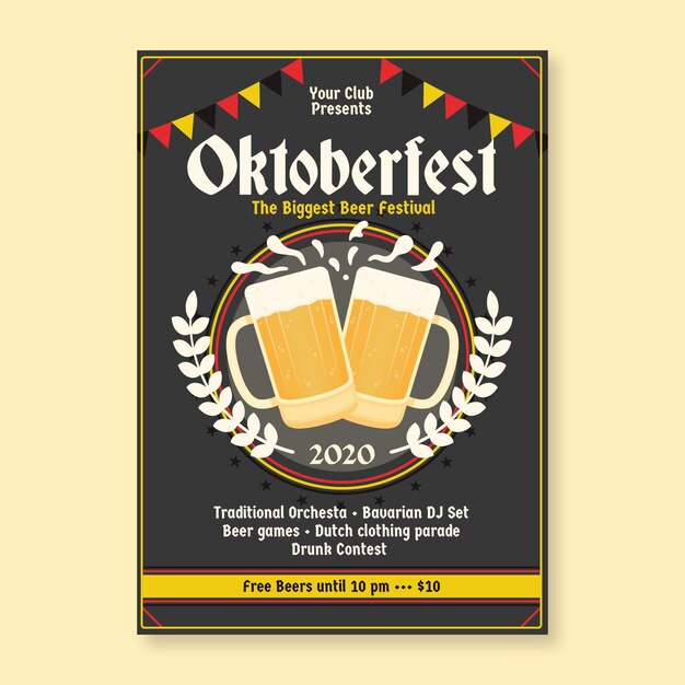 Flat oktoberfest festival poster