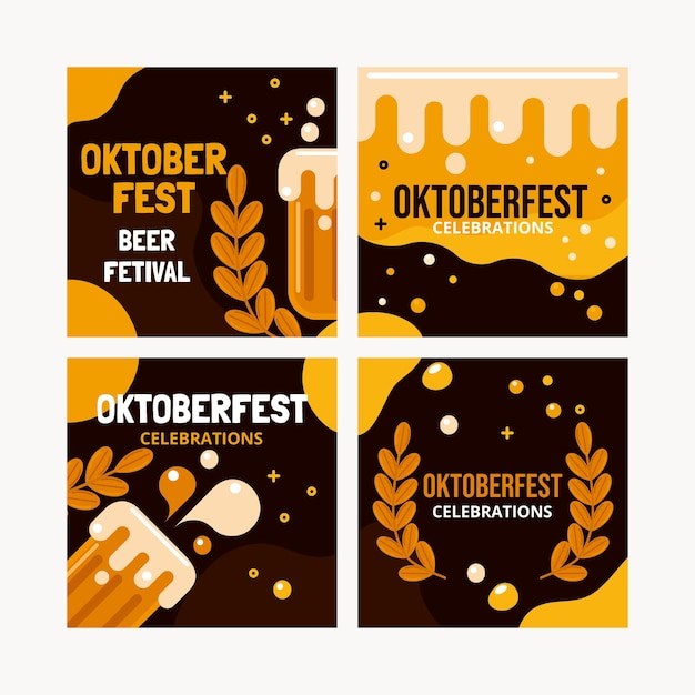 Flat oktoberfest instagram posts collection