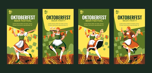 Flat oktoberfest instagram stories collection