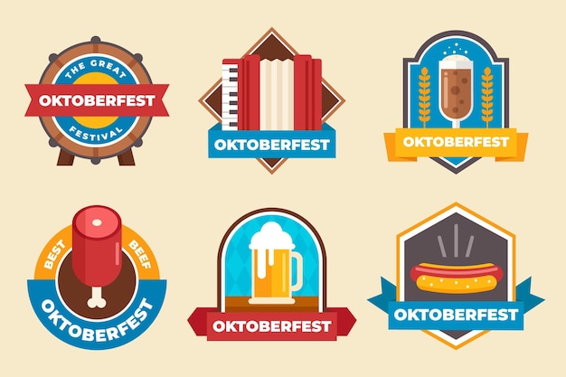 Free Vector flat oktoberfest labels collection