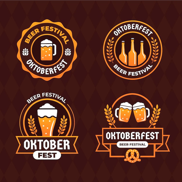 Flat oktoberfest labels collection