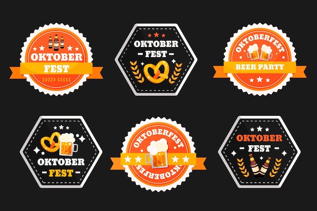 Free vector flat oktoberfest labels collection