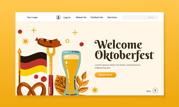 Flat oktoberfest landing page template