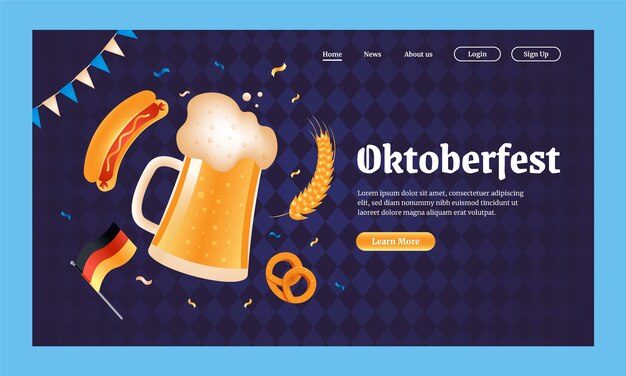 Flat oktoberfest landing page template