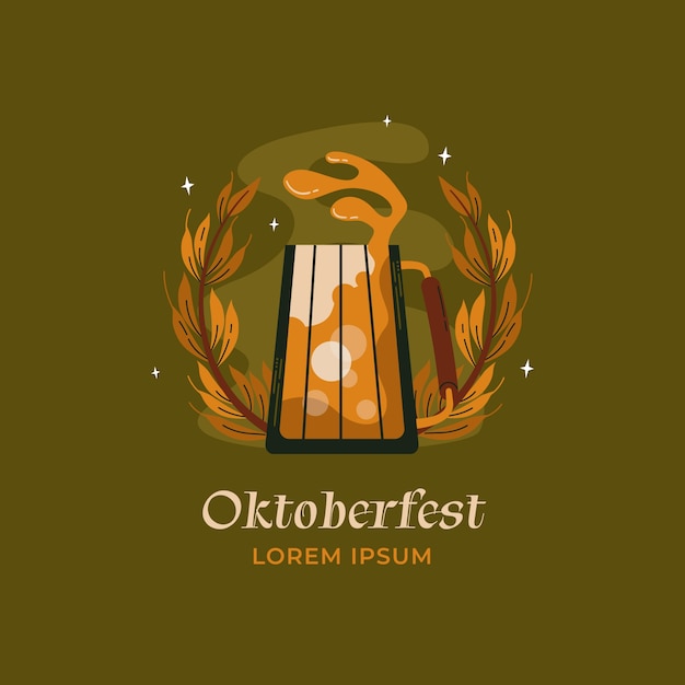 Flat oktoberfest logo template