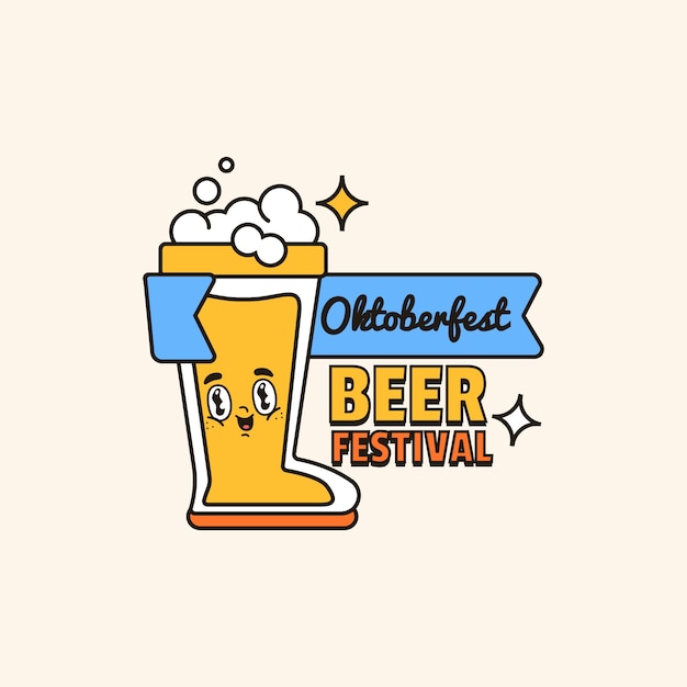 Flat oktoberfest logo template