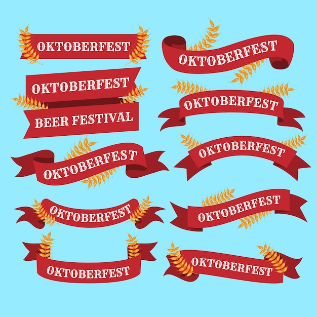 Flat oktoberfest ribbons collection