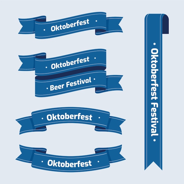 Flat oktoberfest ribbons collection