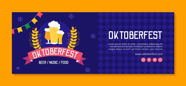 Flat oktoberfest social media cover template