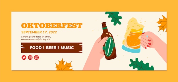 Free Vector flat oktoberfest social media cover template