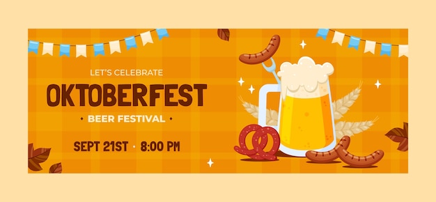 Flat oktoberfest social media cover template