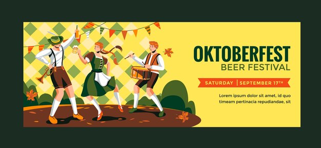 Flat oktoberfest social media cover template