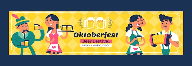 Flat oktoberfest twitch banner template