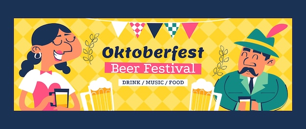 Flat oktoberfest twitter header template