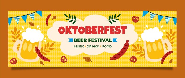 Flat oktoberfest twitter header template