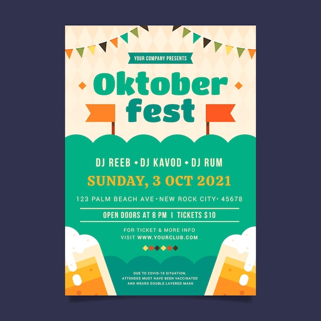 Flat oktoberfest vertical flyer template