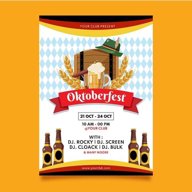 Flat oktoberfest vertical poster template