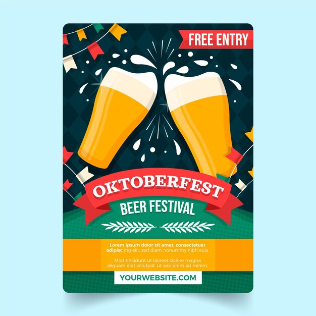 Flat oktoberfest vertical poster template