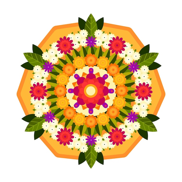 Free Vector flat onam floral decoration concept