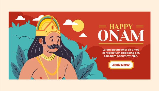 Flat onam horizontal banner template