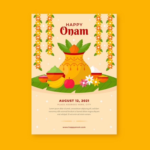 Flat onam vertical poster template