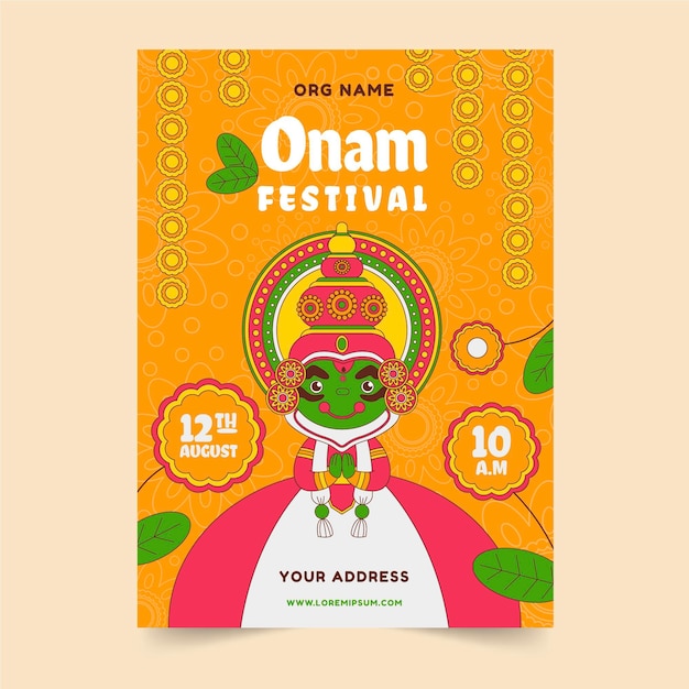 Free Vector flat onam vertical poster template