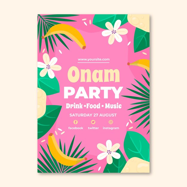 Flat onam vertical poster template