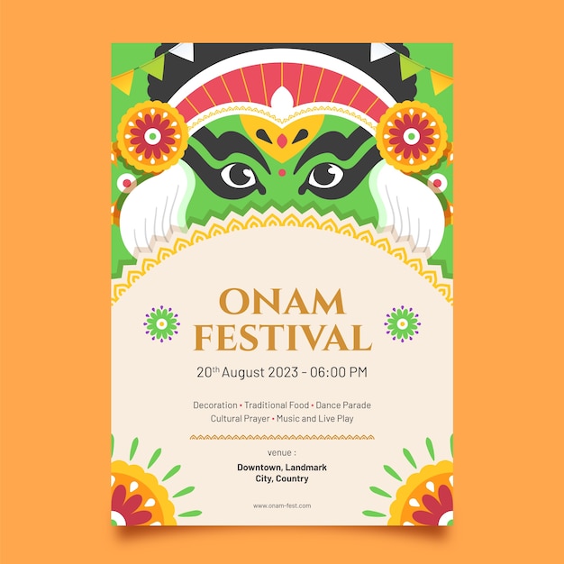 Free Vector flat onam vertical poster template