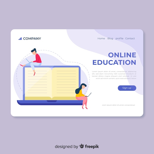 Flat online education landing page