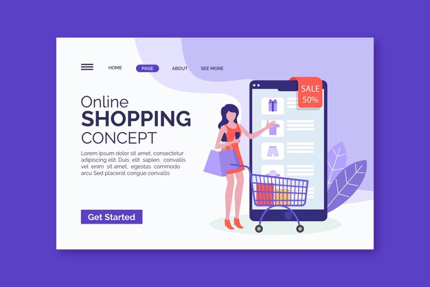 Flat online shopping web page