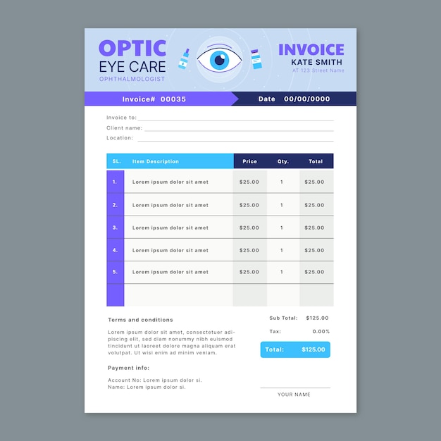 Flat ophthalmologist invoice template