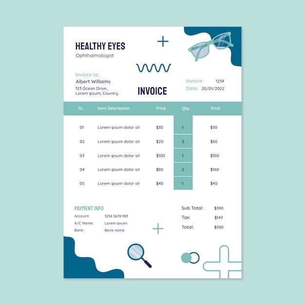 Flat ophthalmologist invoice template