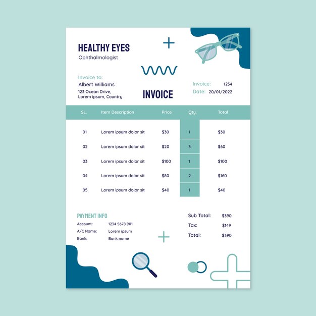 Flat ophthalmologist invoice template