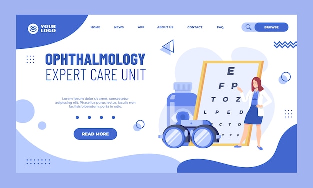 Flat ophthalmologist landing page template