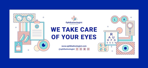 Free vector flat ophthalmologist social media cover template