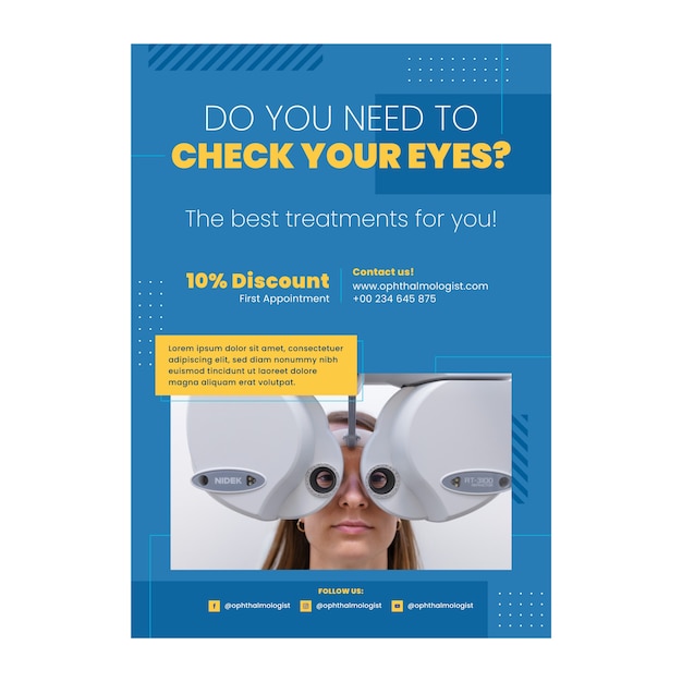 Free Vector flat ophthalmologist vertical poster template