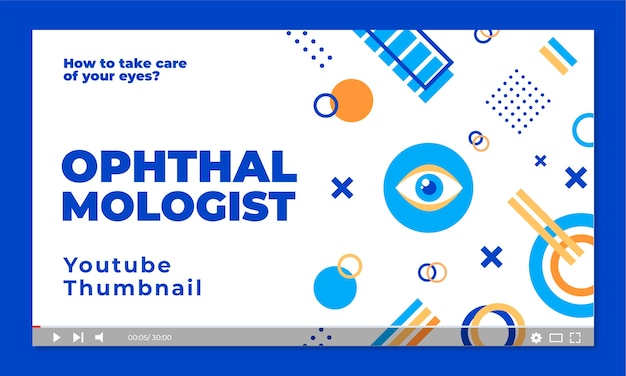 Free vector flat ophthalmologist youtube thumbnail